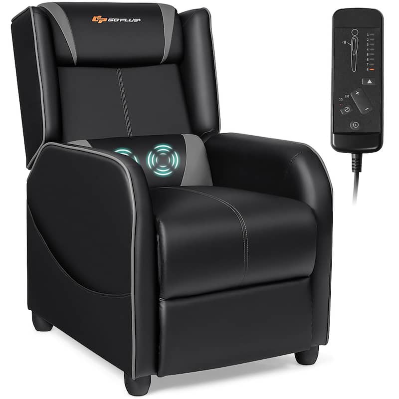 Goplus Massage Gaming Recliner Chair Single Living Room Sofa Home - Black/Grey