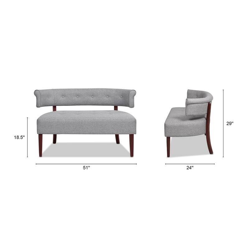 Jared Roll Arm Tufted Bench Settee