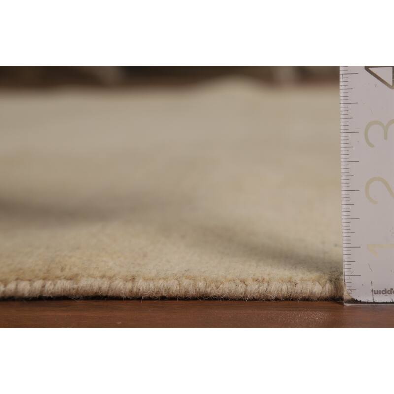 Hand Knotted Oriental 100% Wool Carpet Modern Solid Beige & Ivories Gabbeh Area Rug - 11' 11'' X 8' 8''