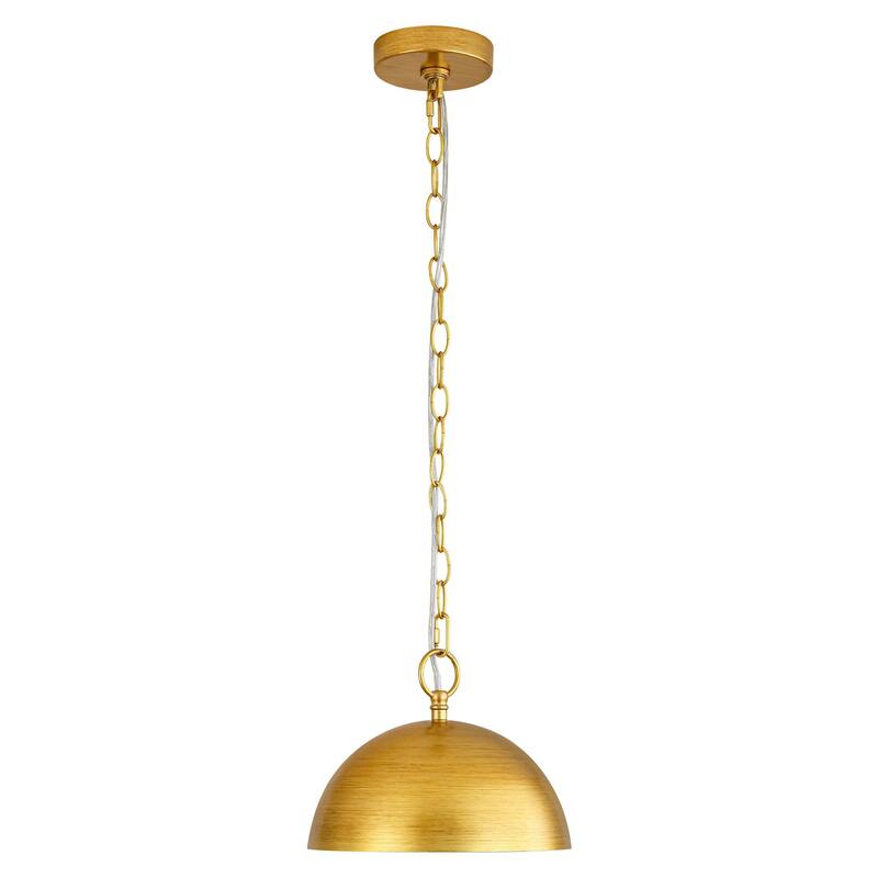 1-Light Industrial Retro Handmade Brushed Gold Dome Pendant Light