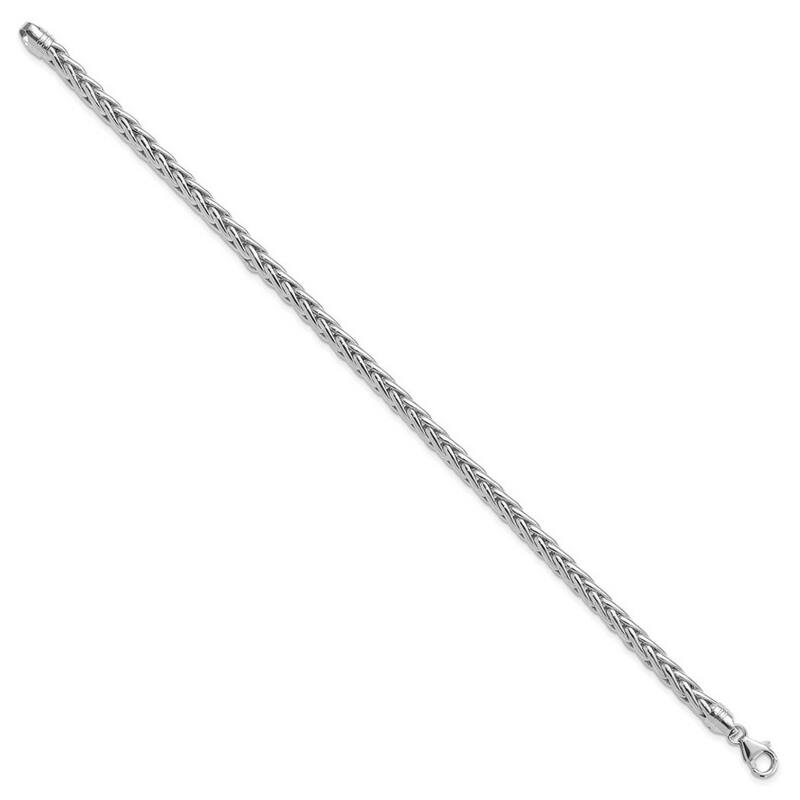 Curata 14k White Gold Hollow Fancy Lobster Closure Polished Wheat Chain Bracelet 8.5 Inch