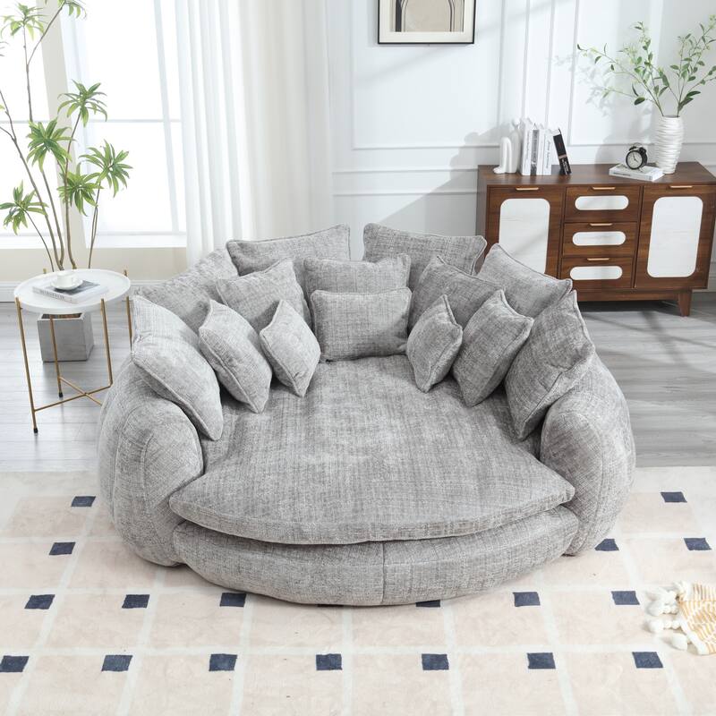 Comfortable Oversized Double Loaf High Back Round Sofa Bed with Armrests