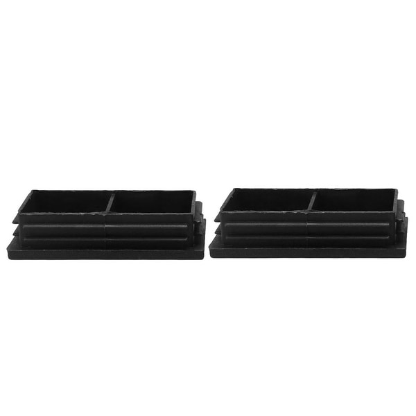 2pcs 40 x 80mm Plastic Rectangle Ribbed Tube Inserts End Cover Cap Furniture Floor Protector