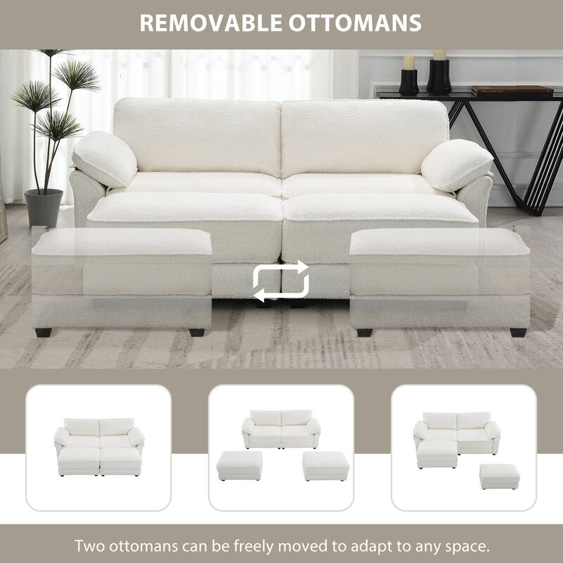 Contemporary Modular Sofa Bed with Chenille Upholstery and Armrest Storage for Small Apartments or Guest Rooms