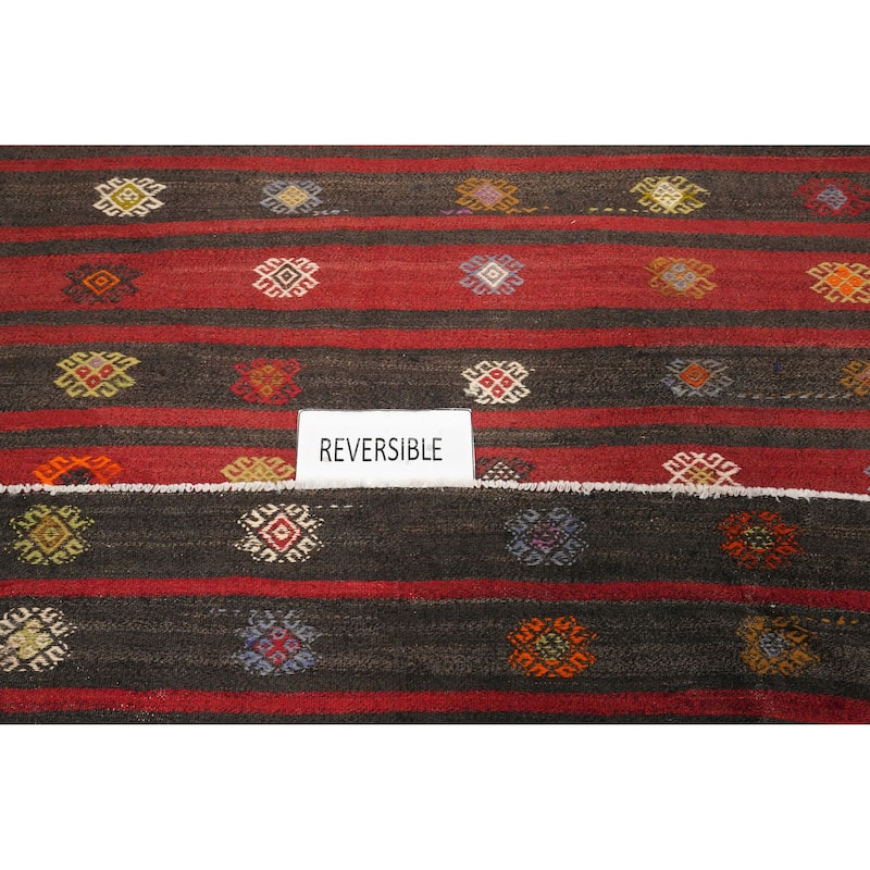 Hand Woven Oriental 100% Wool Carpet Southwestern Tribal Red Kilim Area Rug - 10' 4'' X 6' 7''