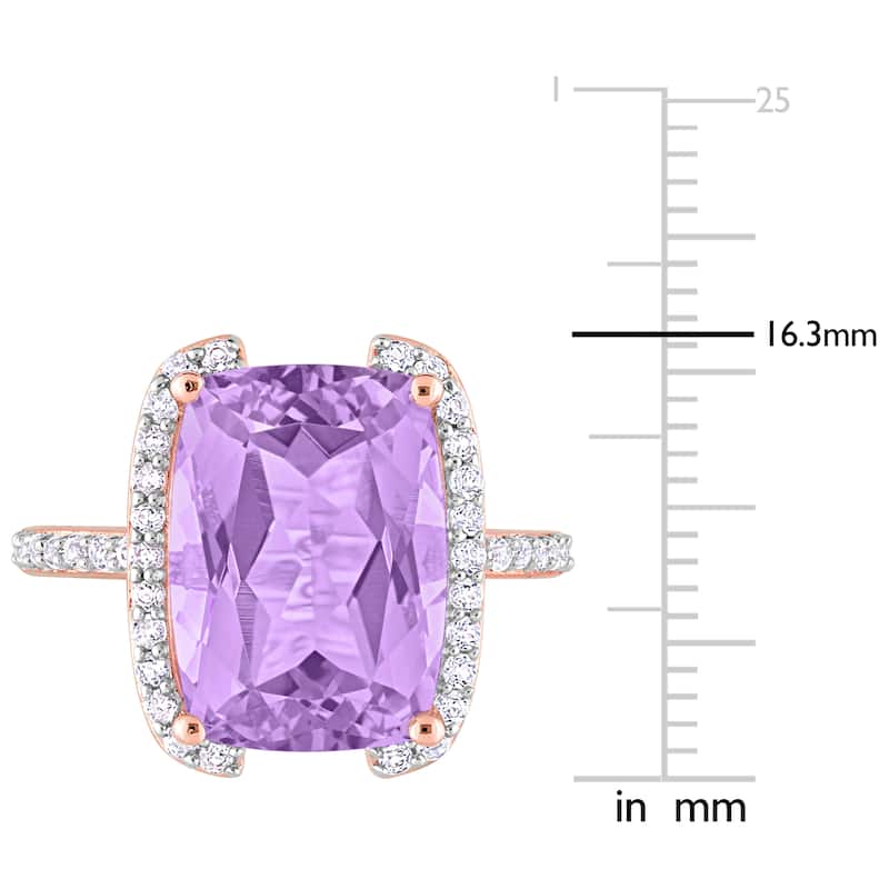 Miadora 7 7/8ct TGW Rose de France and White Topaz Fashion Ring in Rose Plated Sterling Silver