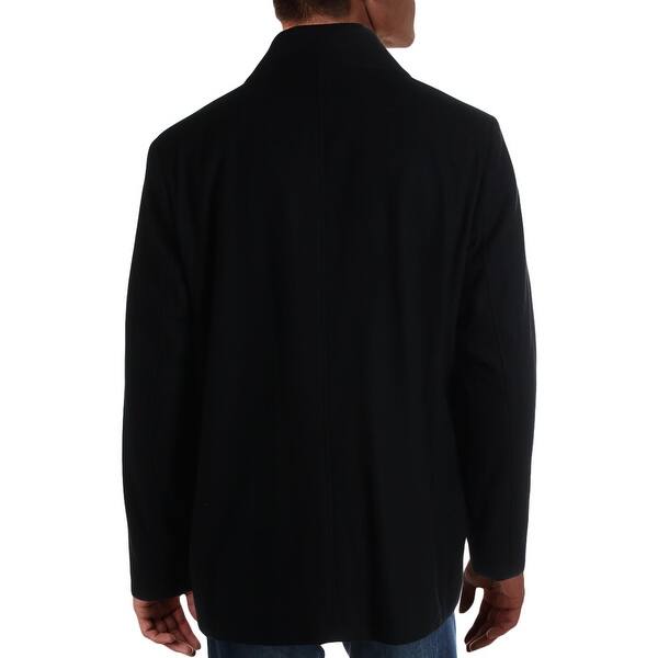 Shop Kenneth Cole New York Mens Pea Coat Wool Blend Winter Black