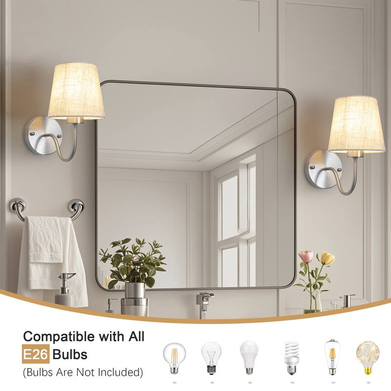 2-Light Modern Wall Sconce Bathroom Vanity Light with Glass Shade
