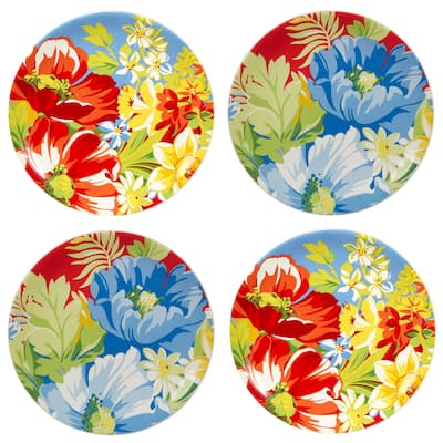 Certified International Blossom Set of 4 Salad Plates - 9" Diam x 1"