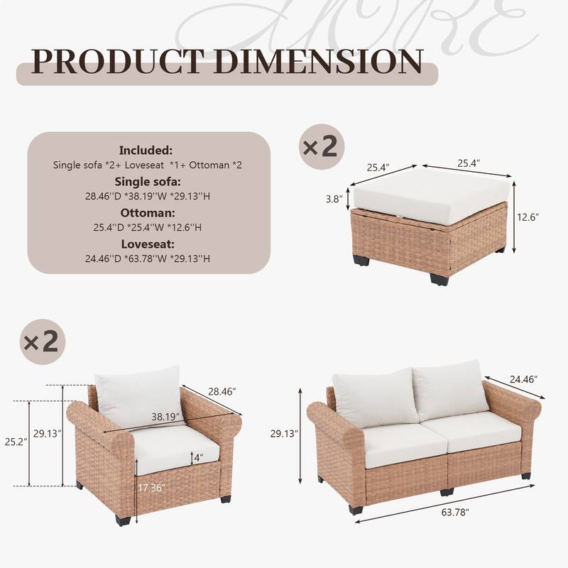 Outdoor 5-Piece Garden Patio Sofa Set