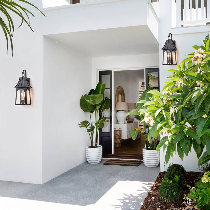 3-Light Outdoor Umbrella Dimmable Matte Exterior Lantern Wall Sconce Light