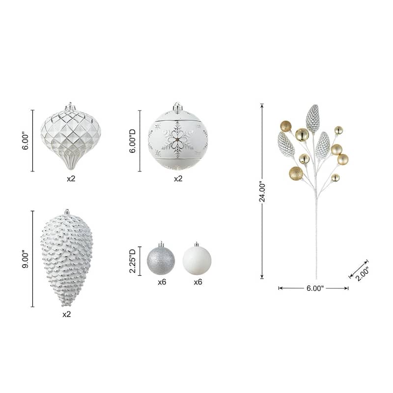 Glitzhome 11ft Pre-Lit Flocked Slim Fir Artificial Christmas Tree with Ornaments Set & Gloves