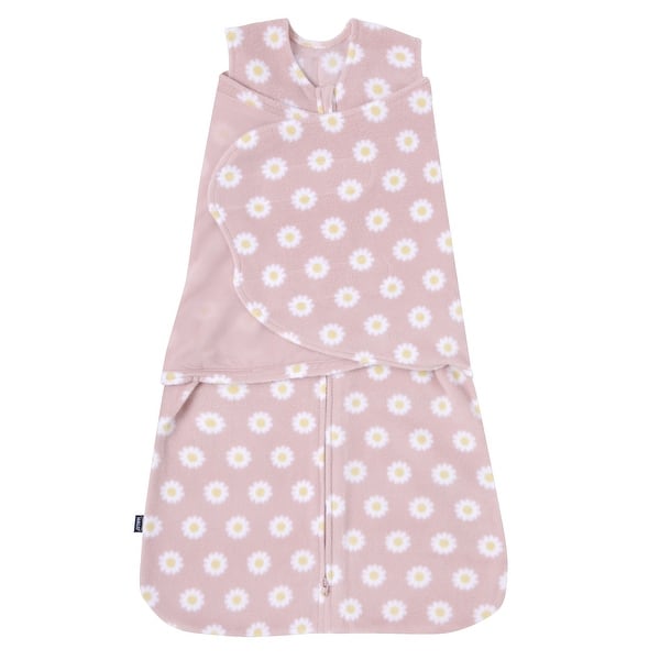 slide 2 of 5, HALO SleepSack swaddle, Micro-fleece, Pink Daisy, NB, 0-3M - newborn