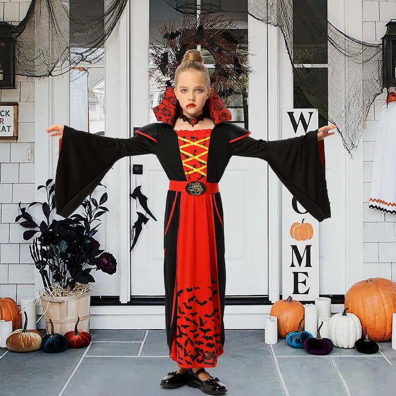 Halloween Royal Vampire Costume Set for Girls Halloween Dress Up Party ...