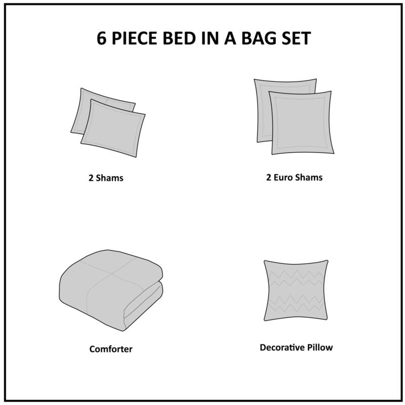 GDF Studio - Malia 6-Piece Embroidered Cotton Reversible Comforter Set