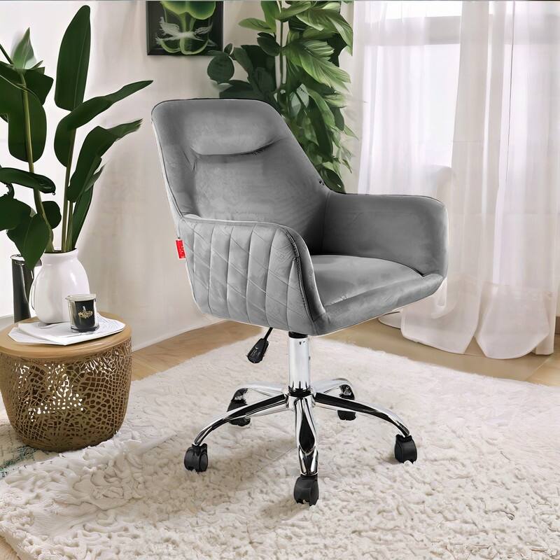 VANITII Accent Chair Swivel Vanity Chair Office Desk Chair With Wheels Modern Height Adjustable Pink/Grey/White - Grey