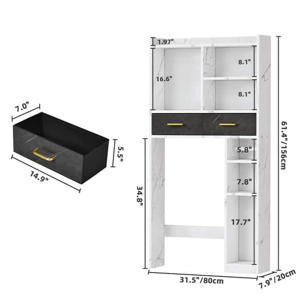 Moasis Bathroom Over The Toilet Storage Organizer With 2 Drawer