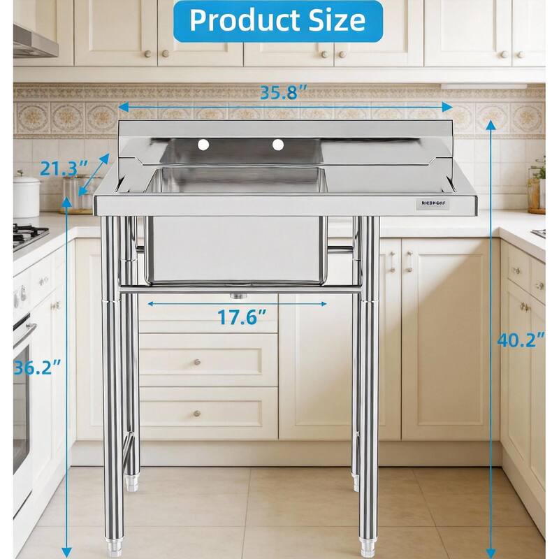 Stainless Steel Utility Sink, with Legs