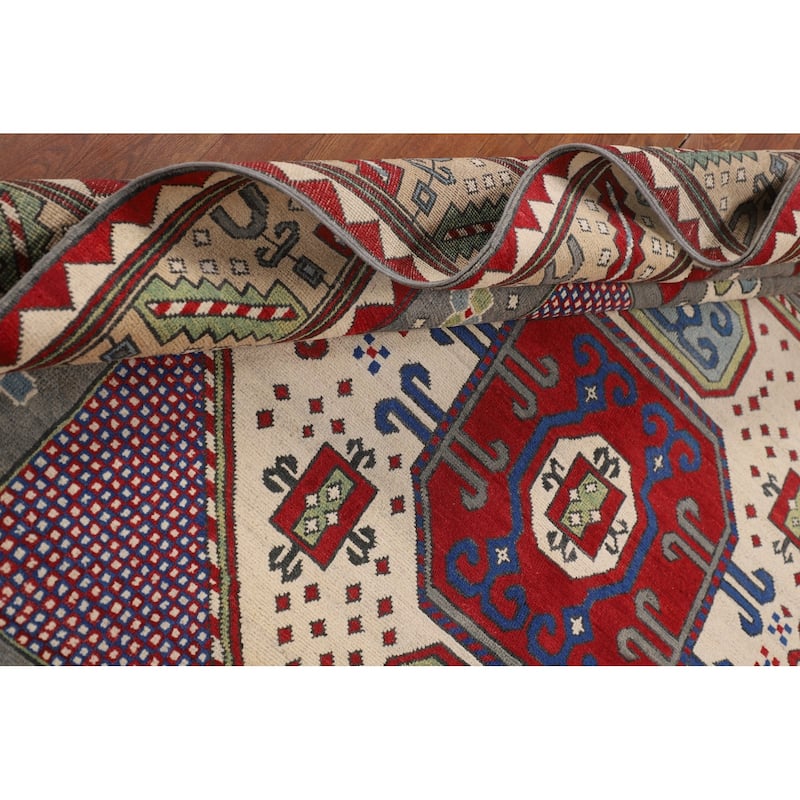Grey Traditional Kazak Oriental Area Rug Handmade Wool Carpet - 6'7" x 10'1"