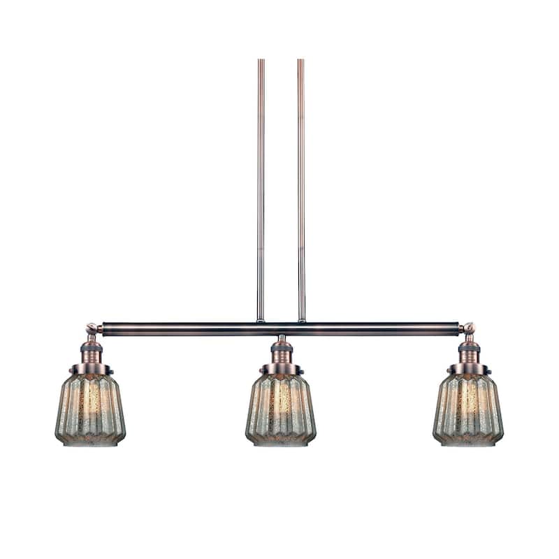 Innovations Lighting Chatham 3 Light 39" Wide Linear Chandelier - Antique Copper / Mercury Plated