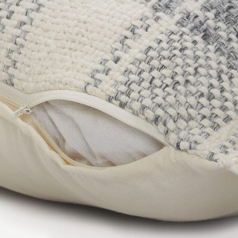 HomeRoots 20" X 20" White And Gray-Blue Polyester Plaid Zippered Pillow