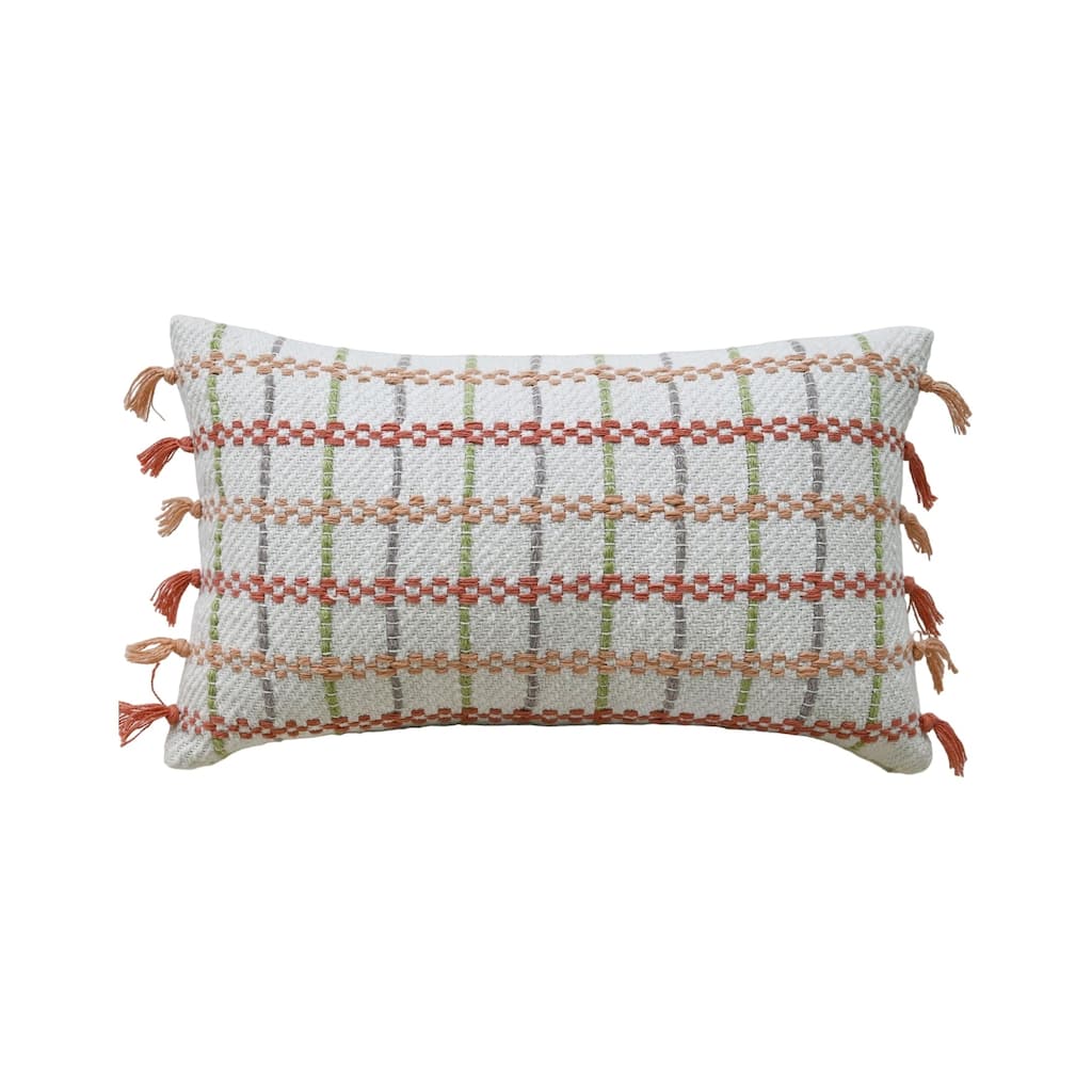 Linden Street Handwoven Knotted Edging Decorative Pillow, 14"X24"