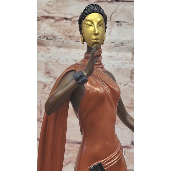 J. Erte Art Deco Bronze Lady With Mask undefined Elegant Figurine In  Flowing Dress On Marble Base - Bed Bath & Beyond - 42596385