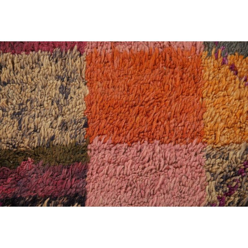 Checkered Plush Moroccan Oriental Area Rug Handmade Wool Carpet - 6'6" x 10'9"