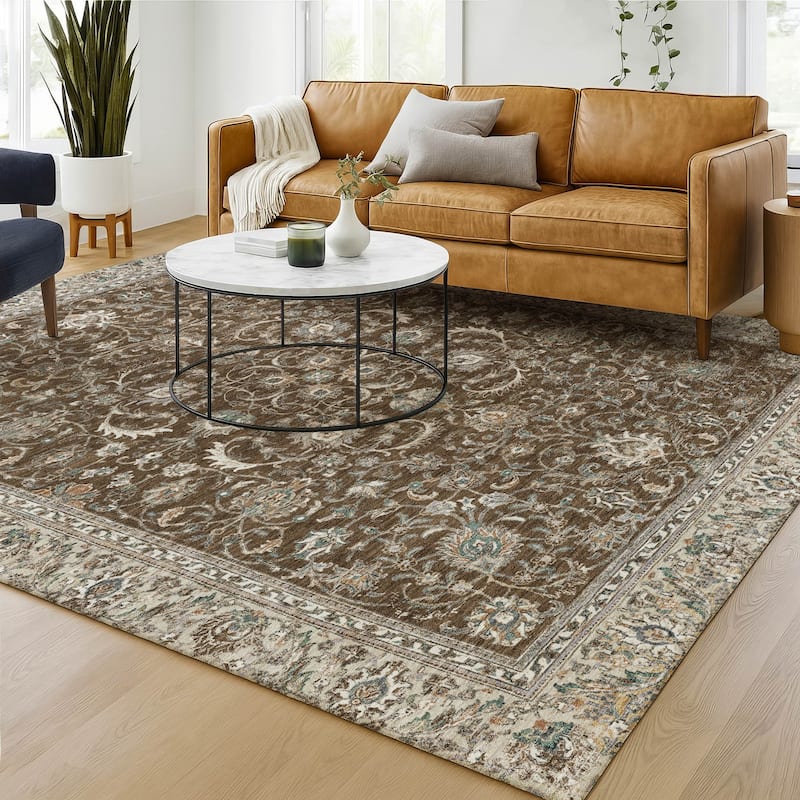 Machine Washable Indoor/ Outdoor Traditional Arvada Chantille Rug