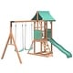 preview thumbnail 11 of 10, EROMMY 4‑in‑1 Outdoor Playset – Wood Swing Set with Slide, Climbing Wall & Adjustable Swings, Backyard Playground for Kids