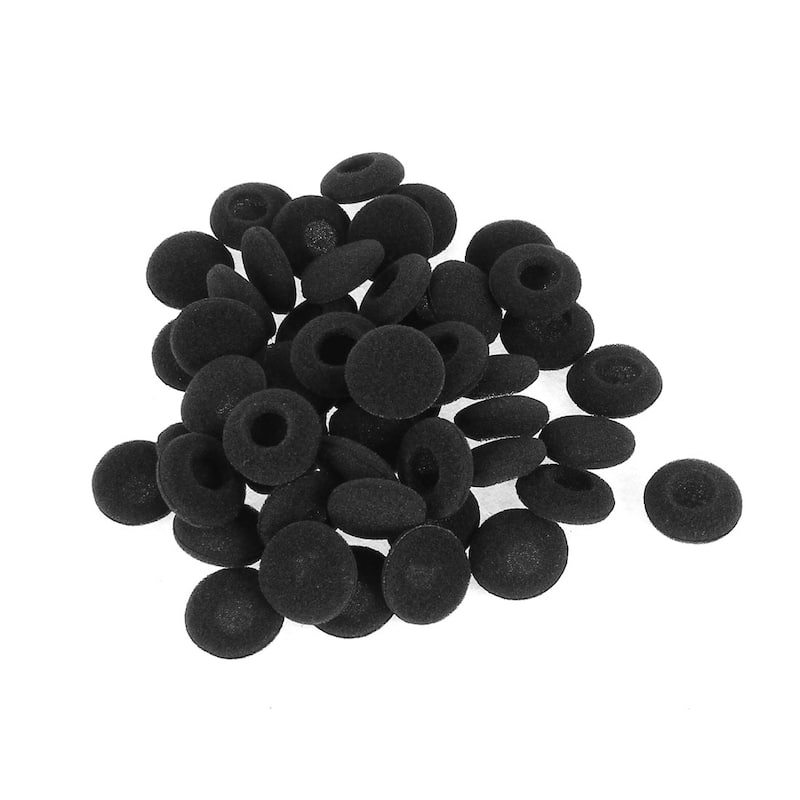 50 Pcs Sponge Earphone Pad Cap Earbud Cover Replacement Black - 0.7" x 0.2" (D*H)