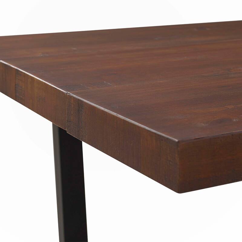 Solid Wood and Metal Open Frame Dining Table