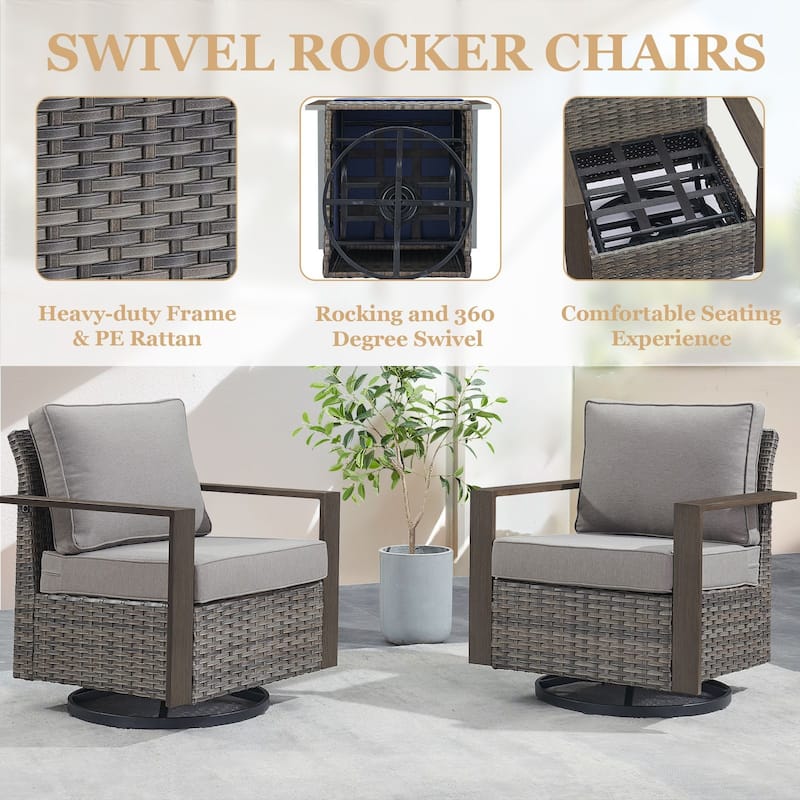 Gymojoy All-Weather Outdoor Sofa Swivel Chair Ottoman Sets