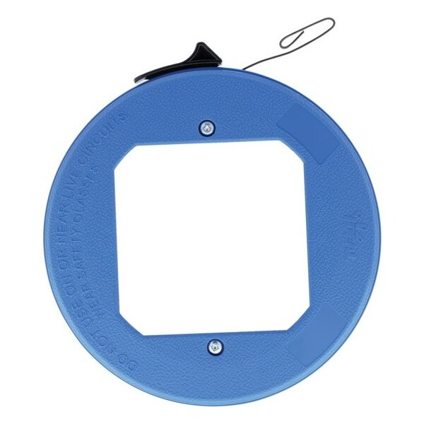 Ideal 31-012 blued-steel fish tape with formed hook and thumb winder case, 25 feet