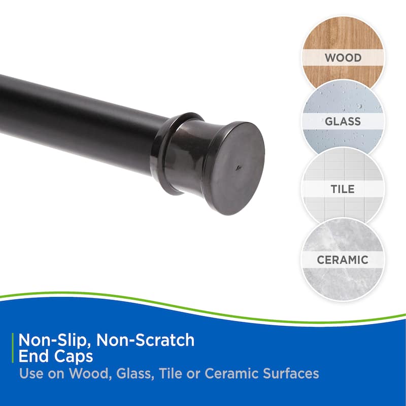 Kenney Twist & Fit No Tools Camlock Tension Shower Curtain Rod, 42-72"