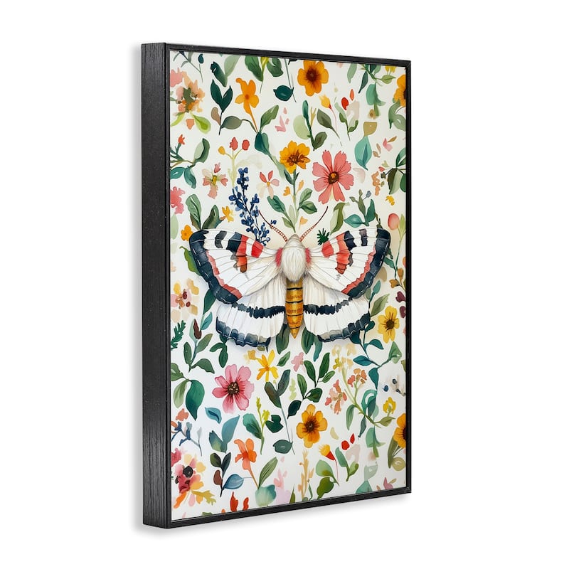 Stupell Butterfly & Bright Flowers Framed Giclee Art Design By The Dutch Lady