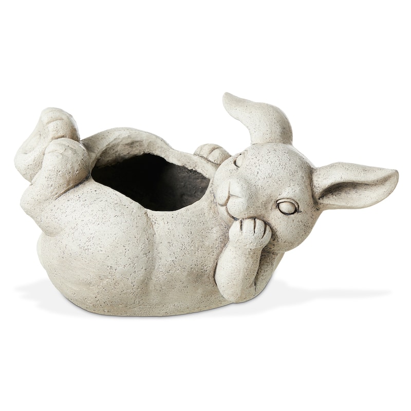 Glitzhome 14.25"L MGO Rabbit Shape Statue Planter Pot for Indoor Outdoor