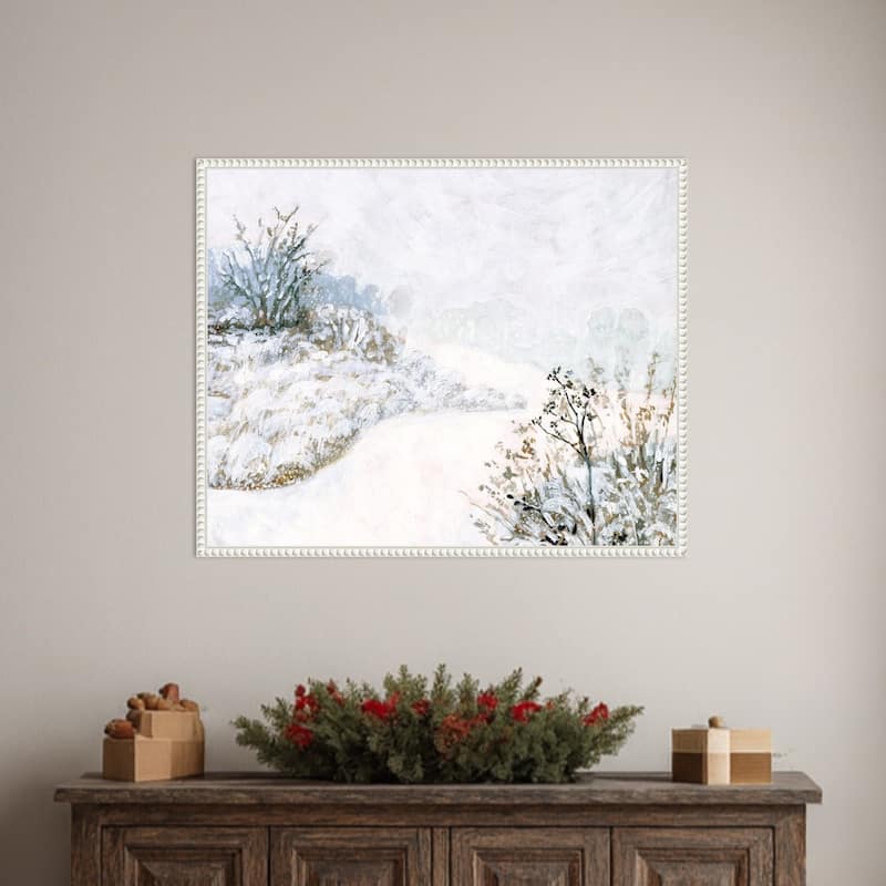 Frozen River Study II by Victoria Borges (28 x 23 in.), Framed Canvas Wall Art Print - Sylvie Beaded White