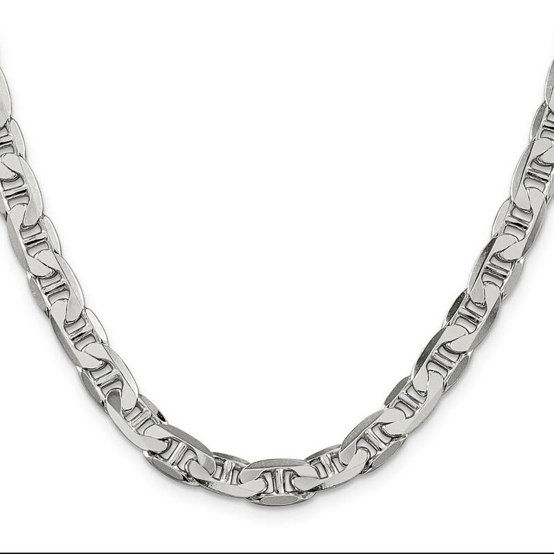 Curata 925 Sterling Silver Solid Polished 7mm Nautical Ship Mariner Anchor Chain Anklet 9 Inch Lobster Claw