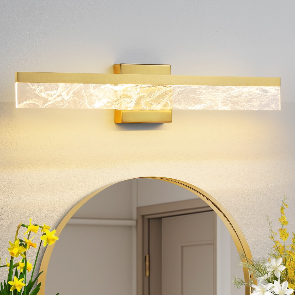 LED Bathroom Vanity Light 24/32/39 inch Dimmable Metal Wall Sconce - Black/Warm White Light