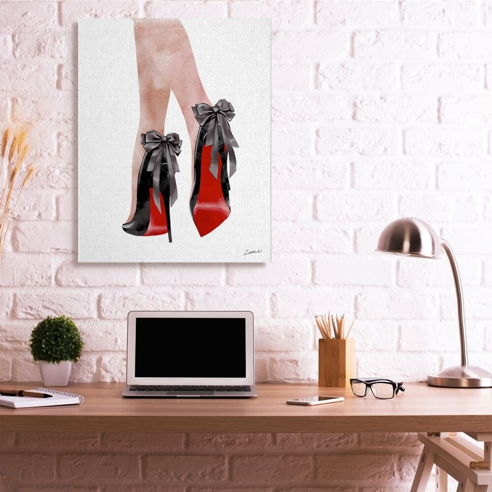 Stupell Industries Fashion Red Bottom Bow High Heels Shoes Shopping Wall Plaque Design by Ziwei Li, Size: 10 x 15