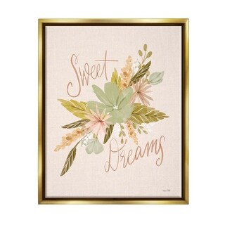 Stupell Sweet Dreams Floral Phrase Framed Floater Canvas Wall Art ...