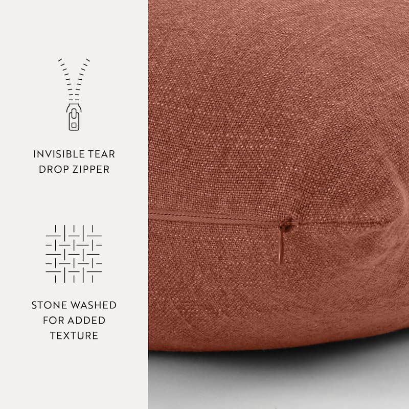 Washed and Distressed Cotton Decor Throw Pillow in Stone Washed