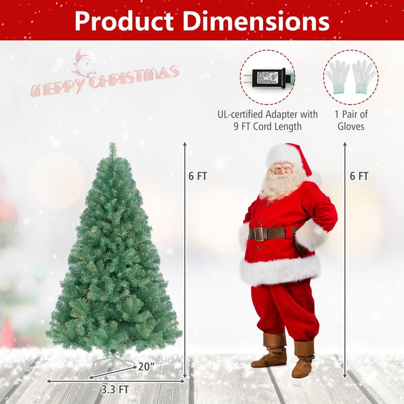 Gymax 6 FT Pre-Lit Tinsel Christmas Tree Artificial Xmas Tree w/ Lush