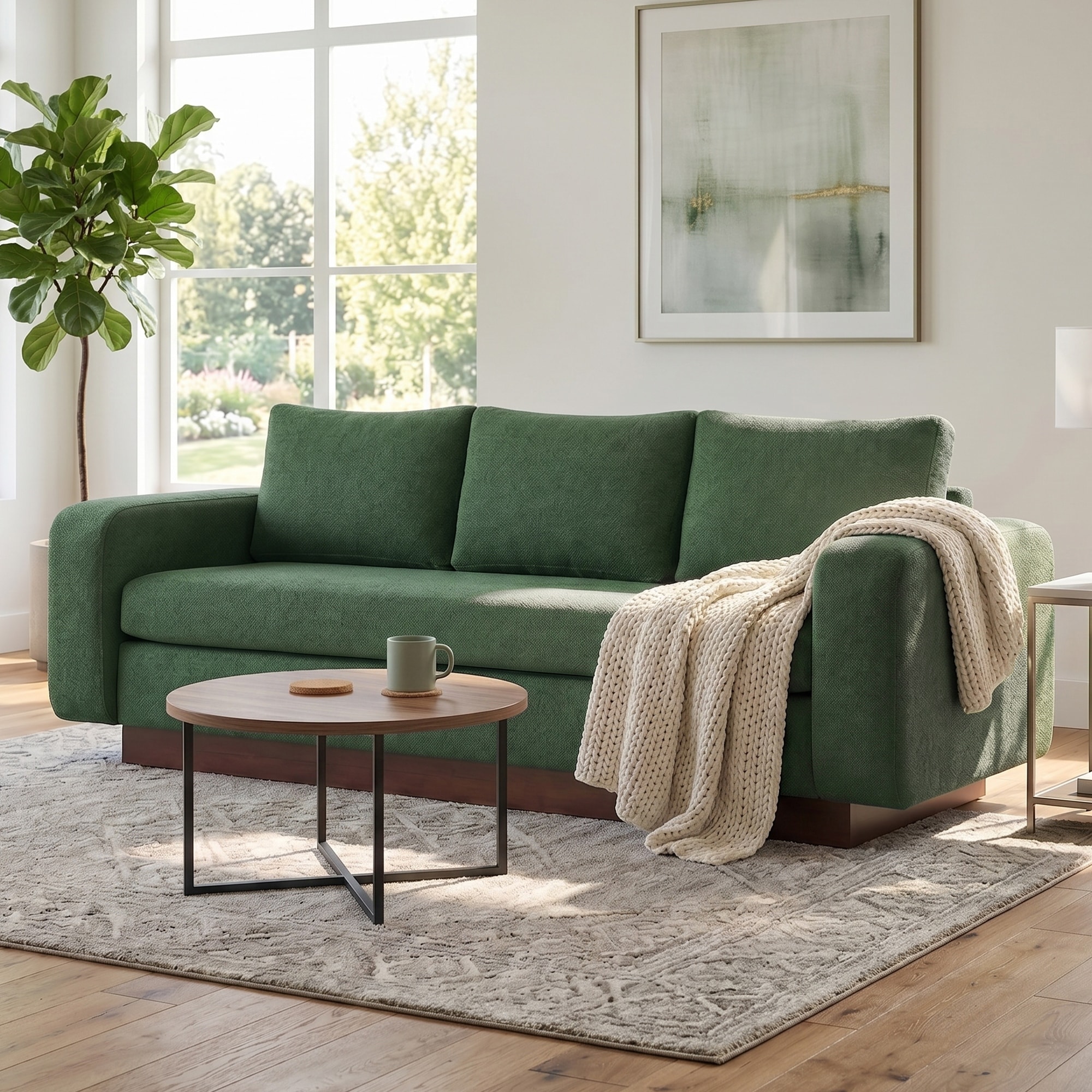 Christopher Knight Home - Rowan Modern 3-Seater Sofa, Chenille Upholstery, Wooden Base, Ergonomic & Supportive Wide Armrests