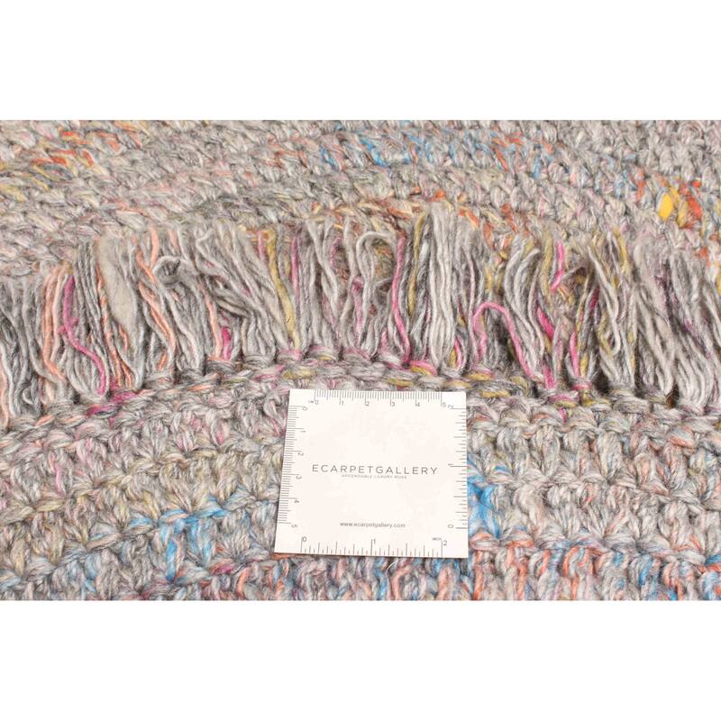 ECARPETGALLERY Braid weave Sienna Grey Wool Rug - 3'4 x 3'4