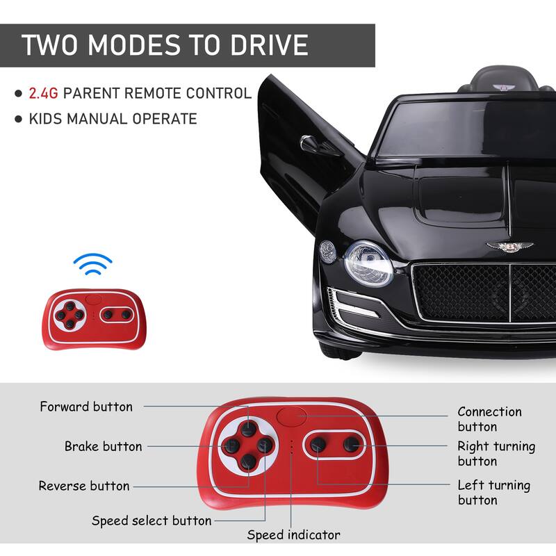 Aosom Licensed Bentley EXP12 Kids Electric Car with Parent Remote Control, 12V Ride on Car with Butterfly Doors