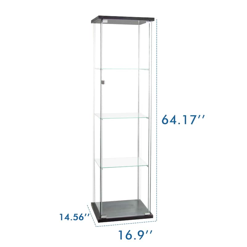 4-Shelf Glass Display Cabinet for Collectibles,Curio Display Case with ...