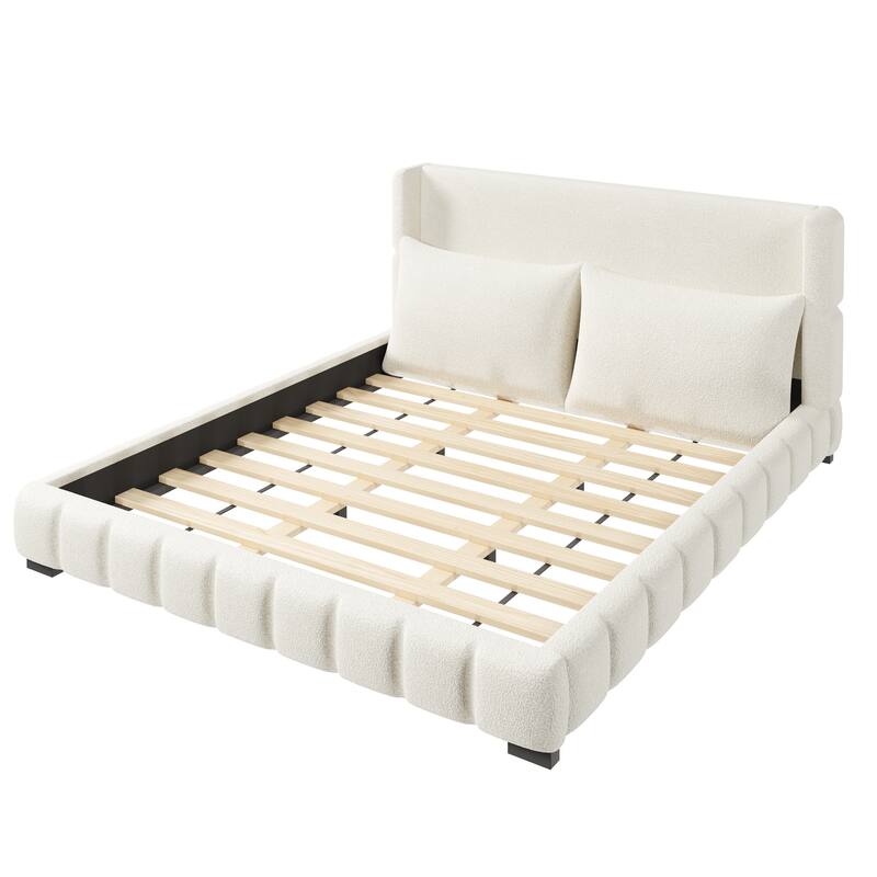 Upholstered Platform Bed with 2 Cushioned Pillows by Harper&Bright Designs