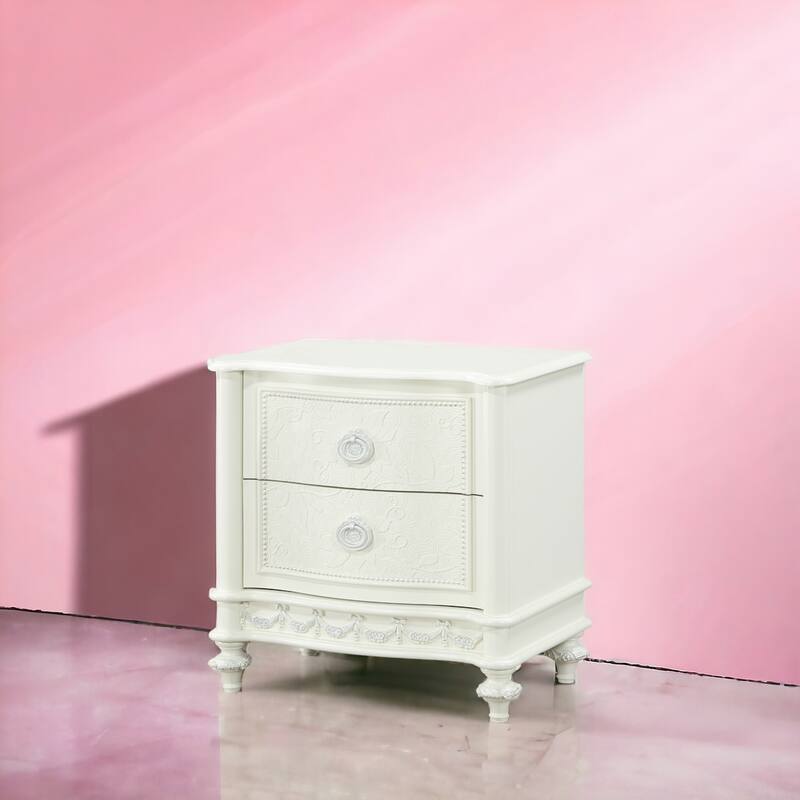 Dorothy Ivory Finish Nightstand W/2 Drawers